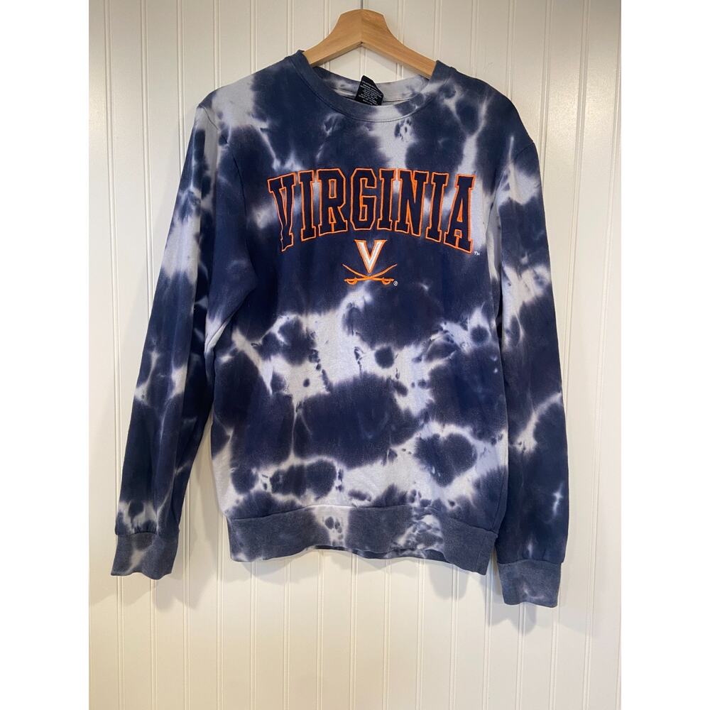 Virginia Cavaliers Crewneck Sweatshirt Mens S Colosseum Tie Dye USA Blue/White